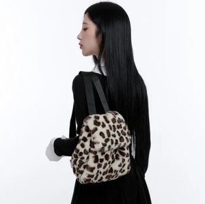 Gilda Paris Leopard Print Soft Fur Back pack NWT
